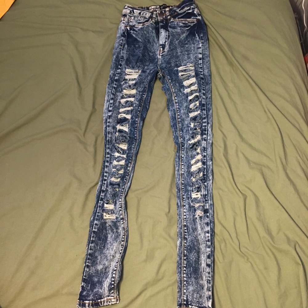 Retro Acid Wash High Rise distressed Jeans
